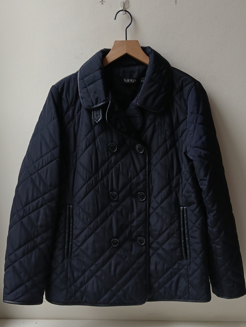 Lauren Ralph Lauren Double Breast Quilted Jacket Black Women's Large